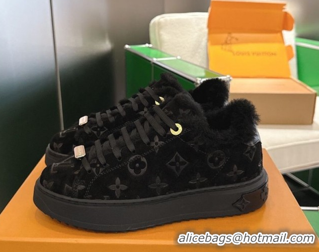 Best Price Louis Vuitton Time Out Sneakers in Monogram Embossed Suede Black 1AIDIC 1219097