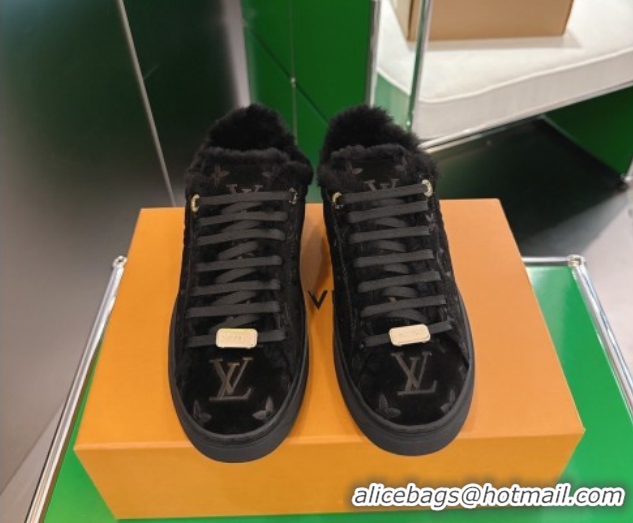 Best Price Louis Vuitton Time Out Sneakers in Monogram Embossed Suede Black 1AIDIC 1219097