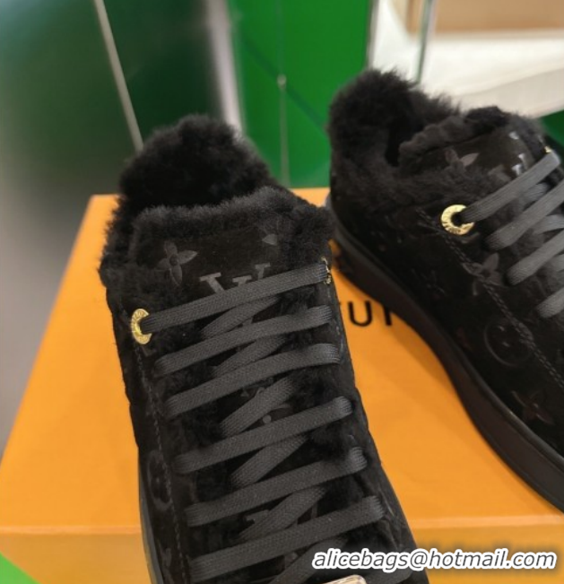 Best Price Louis Vuitton Time Out Sneakers in Monogram Embossed Suede Black 1AIDIC 1219097