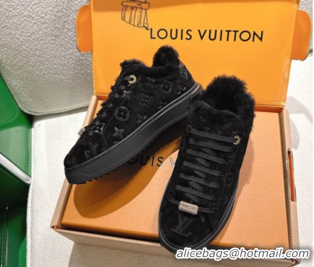 Best Price Louis Vuitton Time Out Sneakers in Monogram Embossed Suede Black 1AIDIC 1219097