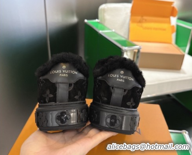 Best Price Louis Vuitton Time Out Sneakers in Monogram Embossed Suede Black 1AIDIC 1219097