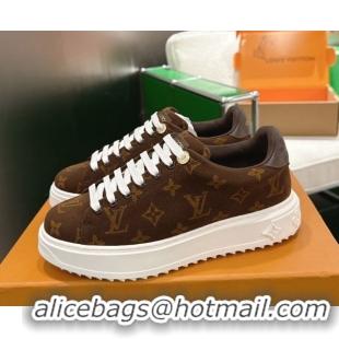Sumptuous Louis Vuitton Time Out Sneakers in Monogram Fabric Brown 1219102