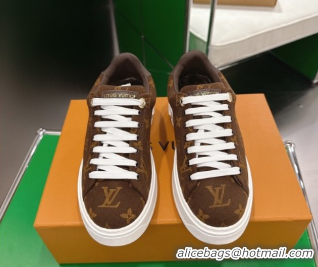 Sumptuous Louis Vuitton Time Out Sneakers in Monogram Fabric Brown 1219102