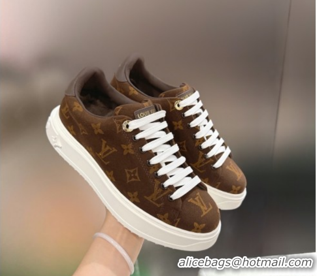 Sumptuous Louis Vuitton Time Out Sneakers in Monogram Fabric Brown 1219102