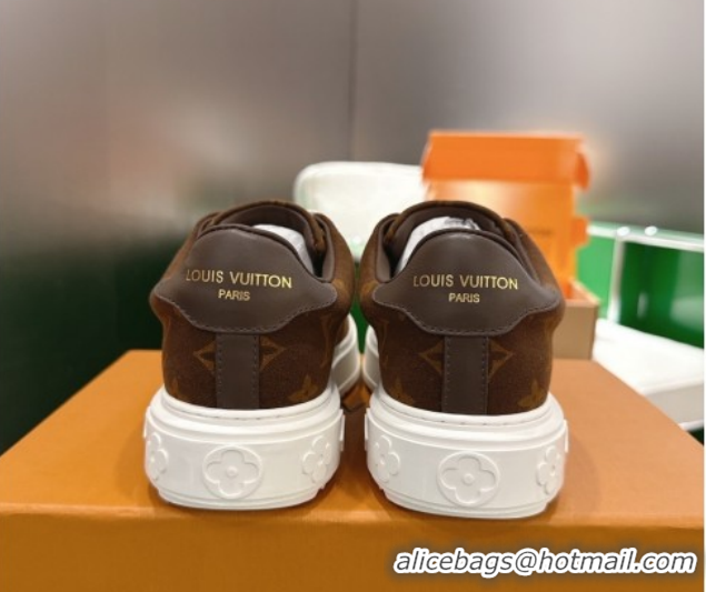 Sumptuous Louis Vuitton Time Out Sneakers in Monogram Fabric Brown 1219102