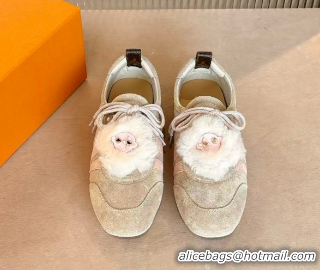 Buy Luxury Louis Vuitton LV Sneakerina Sneakers with Charm TAUPE Beige 1AIVF7 1219103