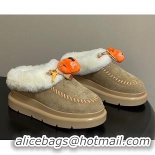 Popular Style Louis Vuitton Cortina Closed Mules 5cm in Suede and Wool Beige 1AITIN 1219106