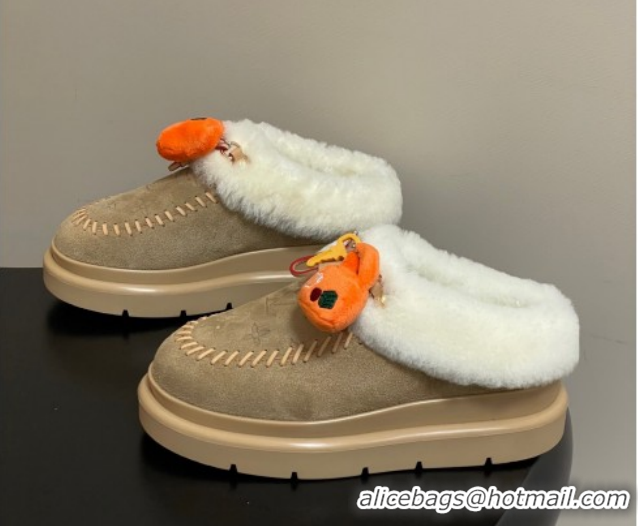 Popular Style Louis Vuitton Cortina Closed Mules 5cm in Suede and Wool Beige 1AITIN 1219106