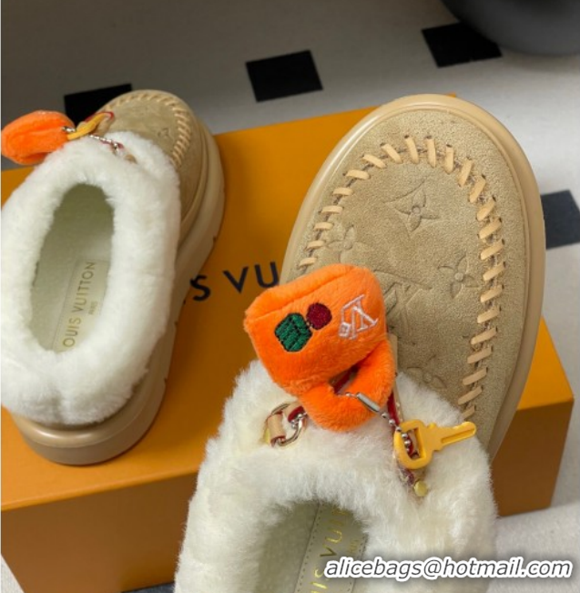 Popular Style Louis Vuitton Cortina Closed Mules 5cm in Suede and Wool Beige 1AITIN 1219106