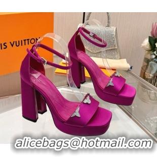 Charming Louis Vuitton Swing Platform Sandals 11cm in Satin Fuchsia Pink 1AIUXG 1219108