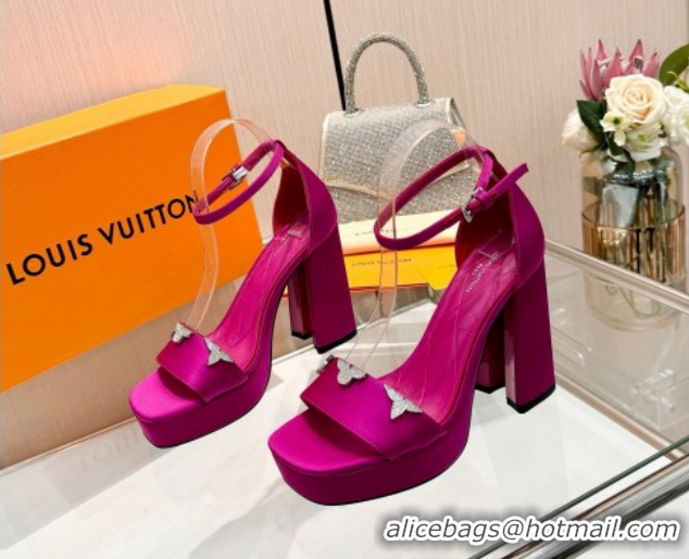Charming Louis Vuitton Swing Platform Sandals 11cm in Satin Fuchsia Pink 1AIUXG 1219108
