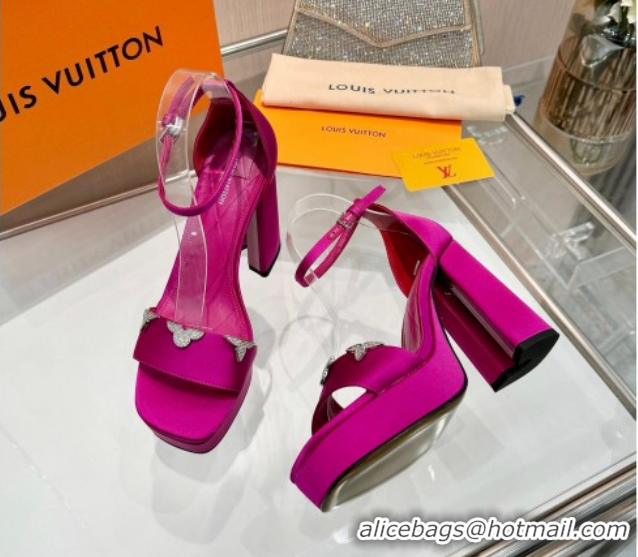 Charming Louis Vuitton Swing Platform Sandals 11cm in Satin Fuchsia Pink 1AIUXG 1219108