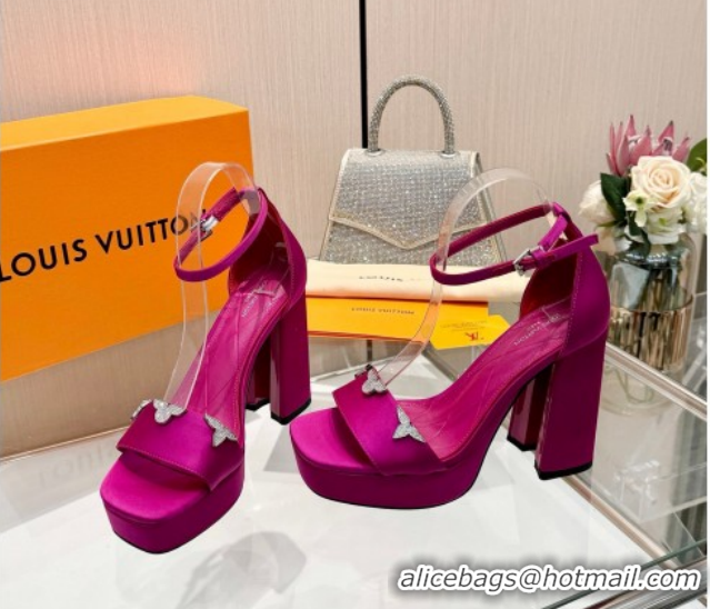 Charming Louis Vuitton Swing Platform Sandals 11cm in Satin Fuchsia Pink 1AIUXG 1219108