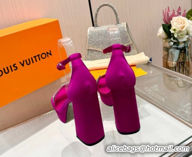 Charming Louis Vuitton Swing Platform Sandals 11cm in Satin Fuchsia Pink 1AIUXG 1219108