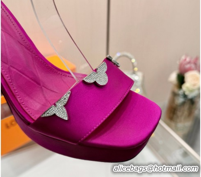 Charming Louis Vuitton Swing Platform Sandals 11cm in Satin Fuchsia Pink 1AIUXG 1219108