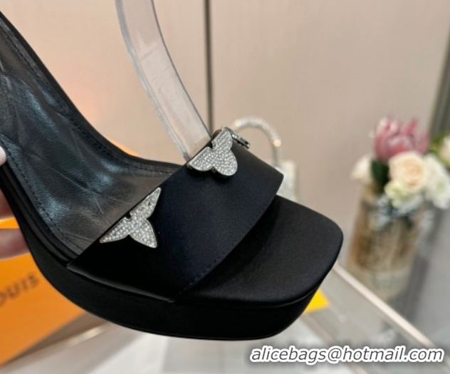 Good Quality Louis Vuitton Swing Platform Sandals 11cm in Satin Black 1AIUXG 1219110