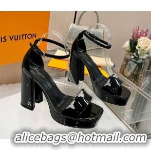 Shop Duplicate Louis Vuitton Swing Platform Sandals 11cm in Patent Leather Black 1AIUXG 1219111