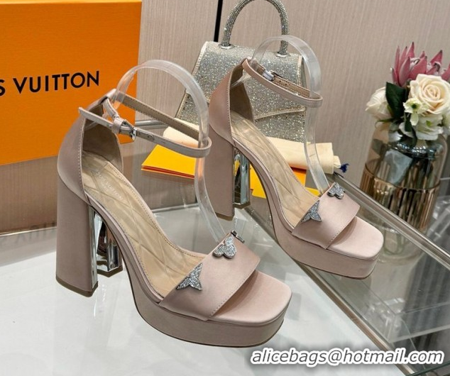 Stylish Louis Vuitton Swing Platform Sandals 11cm in Satin Nude 1AIUXG 1219112
