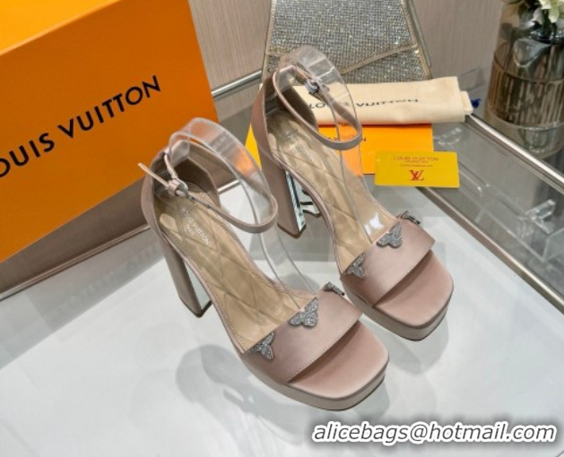 Stylish Louis Vuitton Swing Platform Sandals 11cm in Satin Nude 1AIUXG 1219112