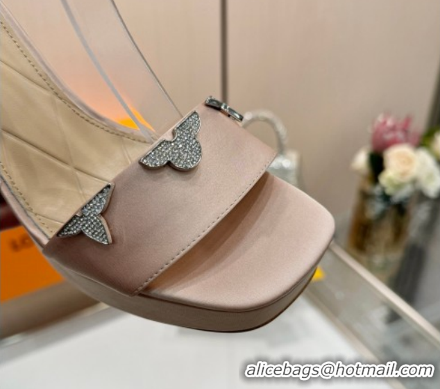 Stylish Louis Vuitton Swing Platform Sandals 11cm in Satin Nude 1AIUXG 1219112