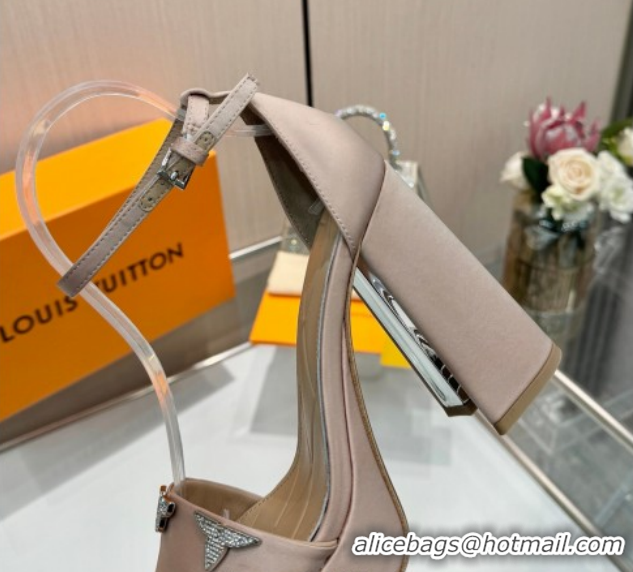 Stylish Louis Vuitton Swing Platform Sandals 11cm in Satin Nude 1AIUXG 1219112