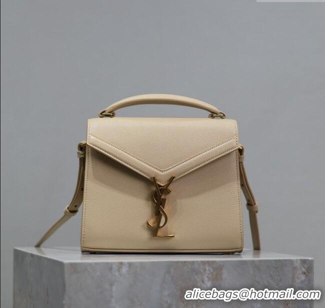 Top Design Saint Laurent Cassandre Mini Bag in Grained Leather 602716 Apricot 2025