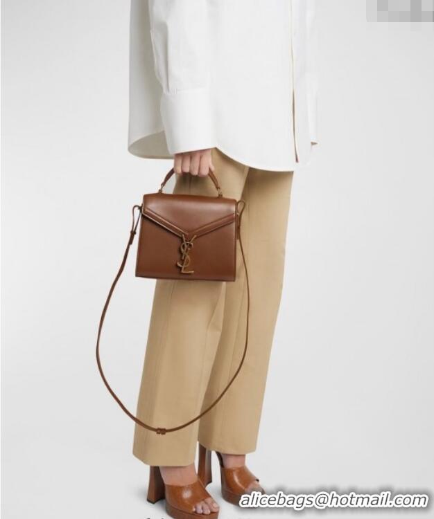 Top Design Saint Laurent Cassandre Mini Bag in Grained Leather 602716 Apricot 2025