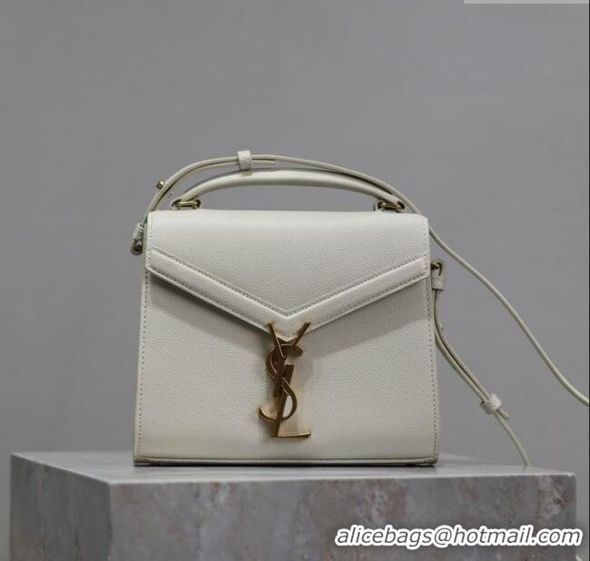Good Taste Saint Laurent Cassandre Mini Bag in Grained Leather 602716 White 2025