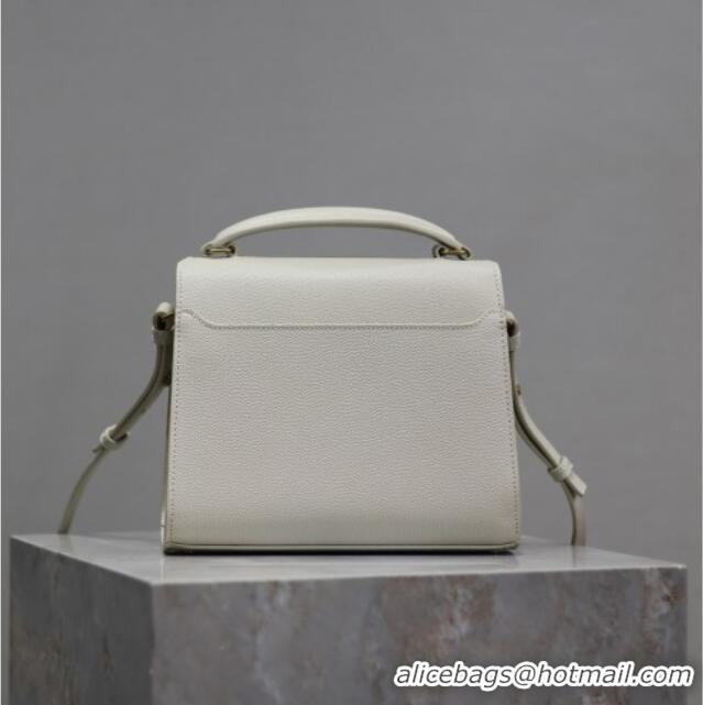Good Taste Saint Laurent Cassandre Mini Bag in Grained Leather 602716 White 2025