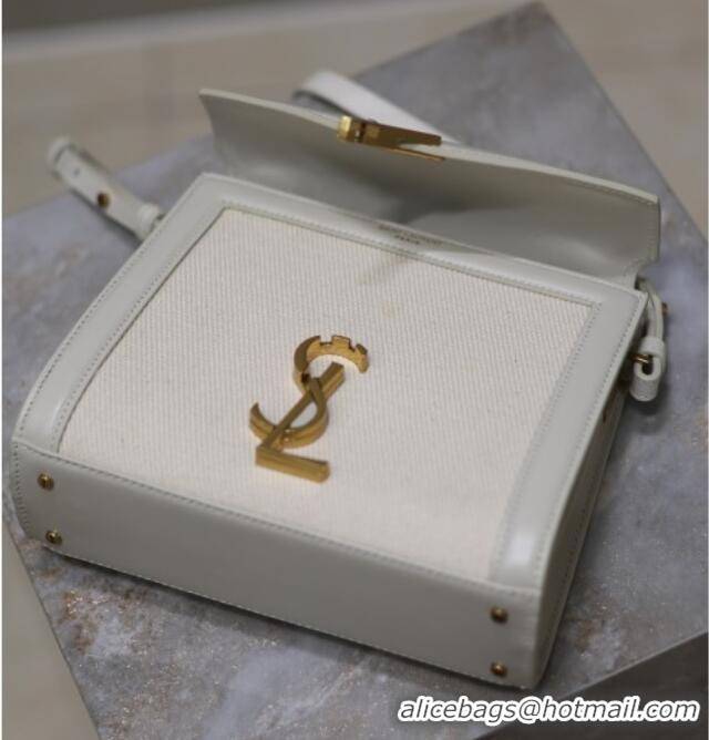 Unique Grade Saint Laurent Cassandre Mini Bag in Cotton Linen and Leather 602716 White 2025