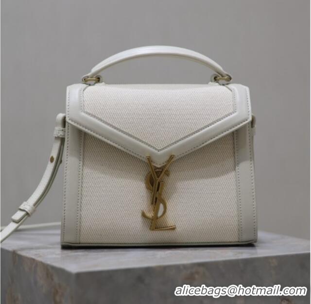 Unique Grade Saint Laurent Cassandre Mini Bag in Cotton Linen and Leather 602716 White 2025