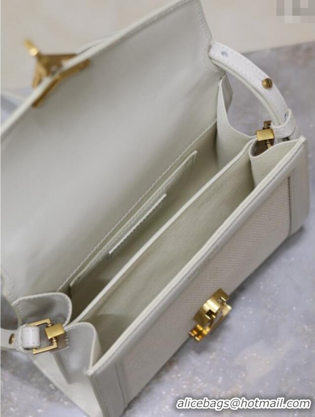 Unique Grade Saint Laurent Cassandre Mini Bag in Cotton Linen and Leather 602716 White 2025