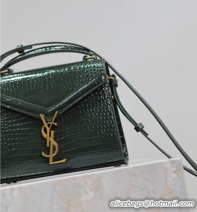 Shop Cheap Saint Laurent Cassandre Mini Bag in Crocodile Embossed Leather 602716 Green 2025