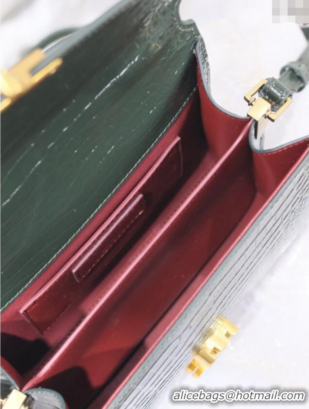 Shop Cheap Saint Laurent Cassandre Mini Bag in Crocodile Embossed Leather 602716 Green 2025