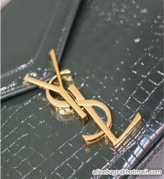Shop Cheap Saint Laurent Cassandre Mini Bag in Crocodile Embossed Leather 602716 Green 2025