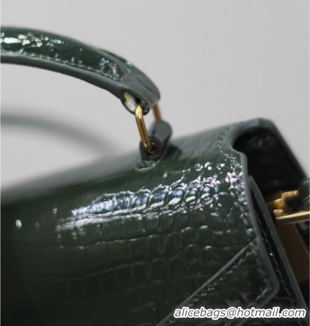 Shop Cheap Saint Laurent Cassandre Mini Bag in Crocodile Embossed Leather 602716 Green 2025