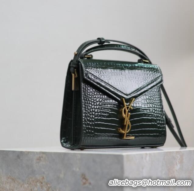 Shop Cheap Saint Laurent Cassandre Mini Bag in Crocodile Embossed Leather 602716 Green 2025