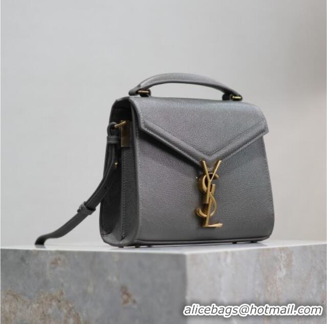 Top Quality Saint Laurent Cassandre Mini Bag in Grained Leather 602716 Grey 2025