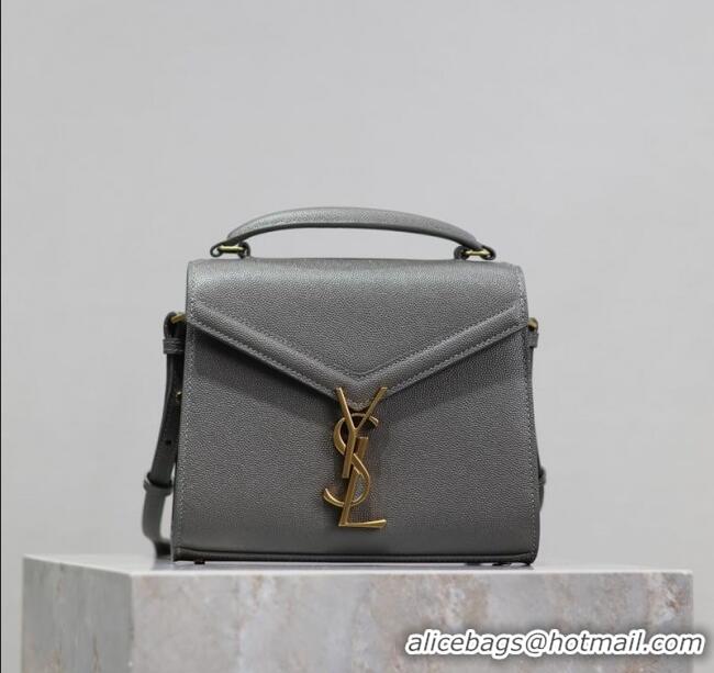 Top Quality Saint Laurent Cassandre Mini Bag in Grained Leather 602716 Grey 2025
