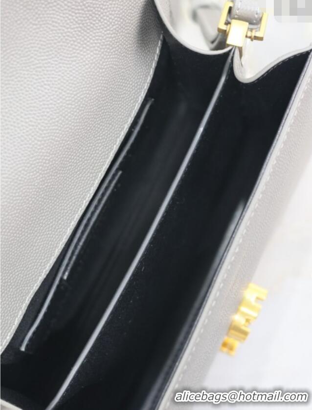 Top Quality Saint Laurent Cassandre Mini Bag in Grained Leather 602716 Grey 2025