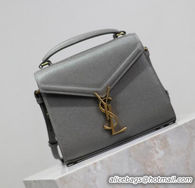 Top Quality Saint Laurent Cassandre Mini Bag in Grained Leather 602716 Grey 2025