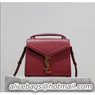 Luxury Discount Saint Laurent Cassandre Mini Bag in Grained Leather 602716 Red 2025