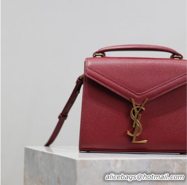 Luxury Discount Saint Laurent Cassandre Mini Bag in Grained Leather 602716 Red 2025