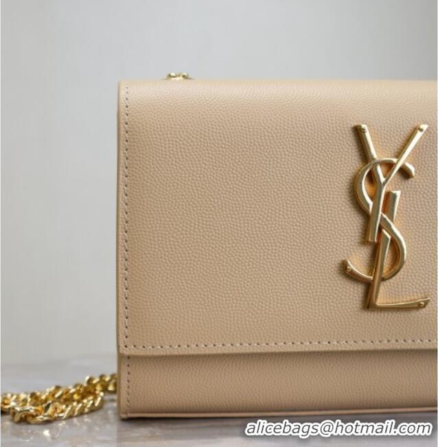 Best Price Saint Laurent Kate Small Chain Bag in Grained Leather 469390 Apricot 2025