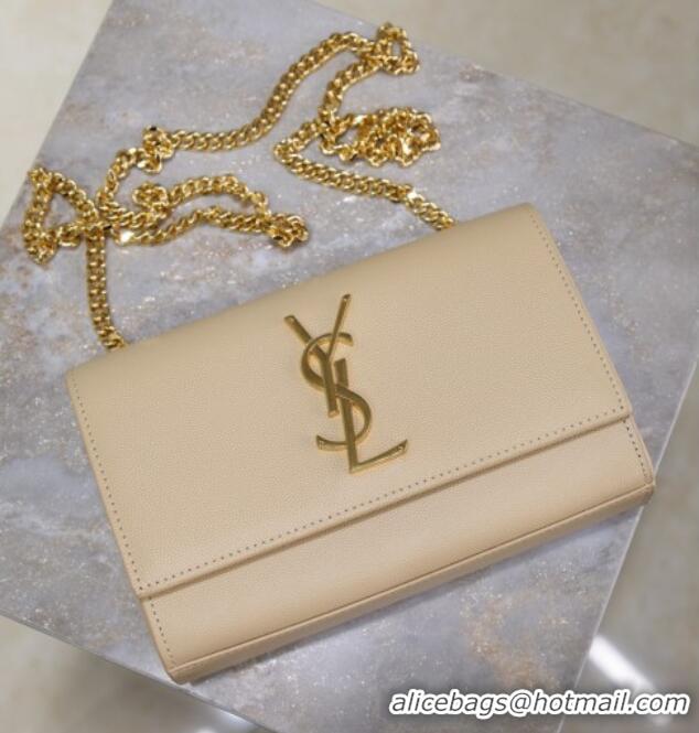 Best Price Saint Laurent Kate Small Chain Bag in Grained Leather 469390 Apricot 2025