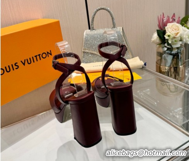 Good Quality Louis Vuitton Swing Platform Sandals 11cm in Calf Leather Dark Burgundy 1AICSA 1219115