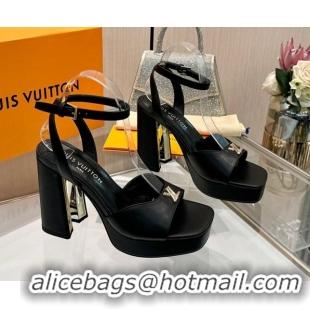 Best Grade Louis Vuitton Swing Platform Sandals 11cm in Calf Leather Black 1AICSA 1219118