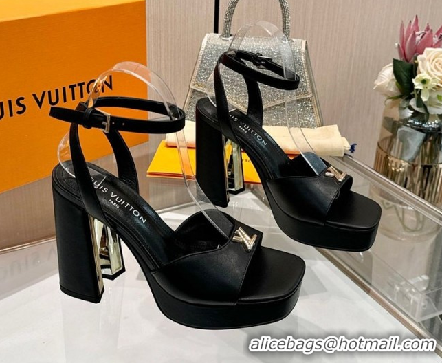 Best Grade Louis Vuitton Swing Platform Sandals 11cm in Calf Leather Black 1AICSA 1219118