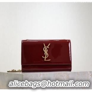 Unique Grade Saint Laurent Kate Small Chain Bag in Patent Leather 469390 Dark Burgundy 2025