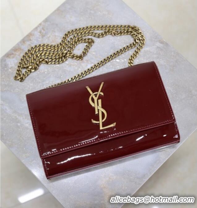 Unique Grade Saint Laurent Kate Small Chain Bag in Patent Leather 469390 Dark Burgundy 2025